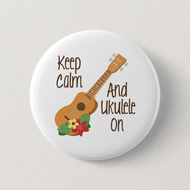 Ukulele On Pinback Button (Front)