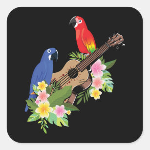 Ukulele Parrot Square Sticker