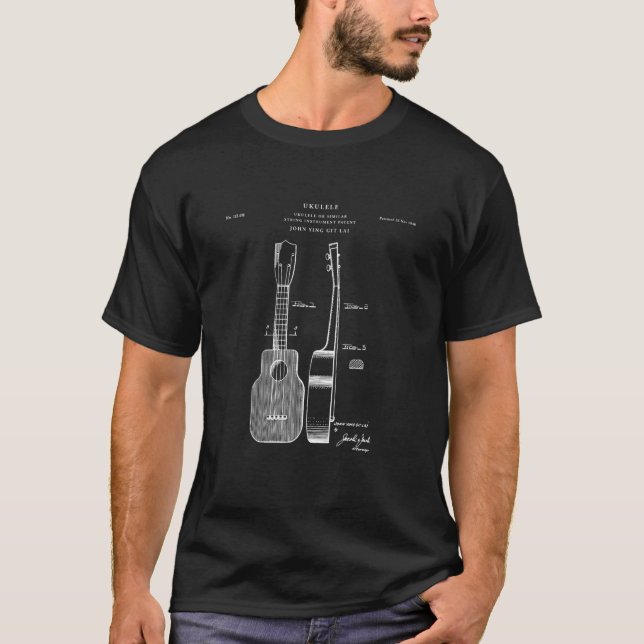 Ukulele Patent musician T-Shirt (Front)