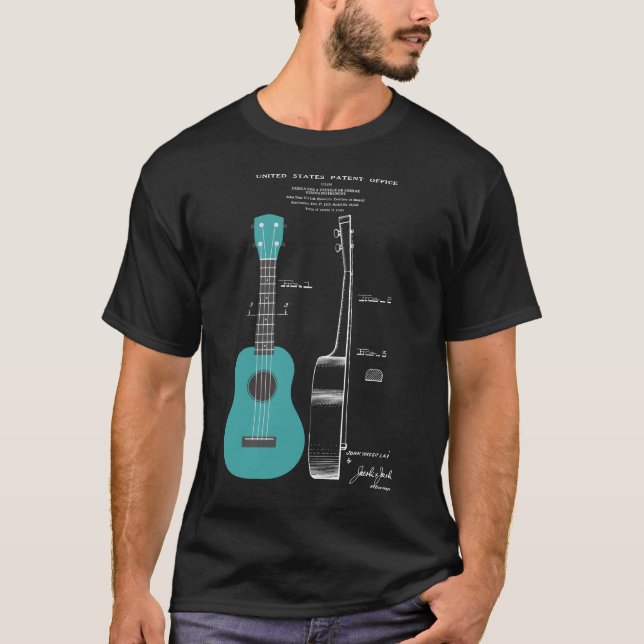 Ukulele Patent, Ukulele T-Shirt, Guitarist Gift T-Shirt (Front)