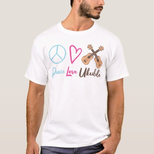 Ukulele Peace Love Ukulele Girl T_Shirt