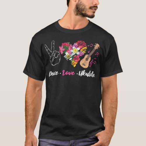Ukulele Peace Love Ukulele T_Shirt