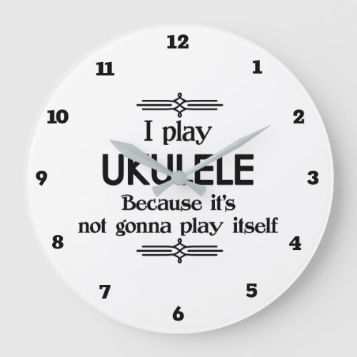 Ukulele _ Play Itself Funny Deco Music Large Clock