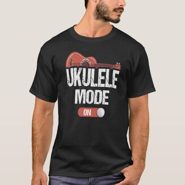 Ukulele Playing Mode On  Musician Uke Hawaiian Gui T-Shirt (Front)