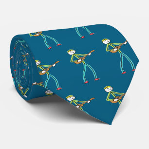 Ukulele Playing Stickman Neck Tie