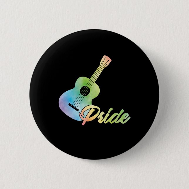 Ukulele Pride Uke Instrument Music Guitar Gift Button (Front)