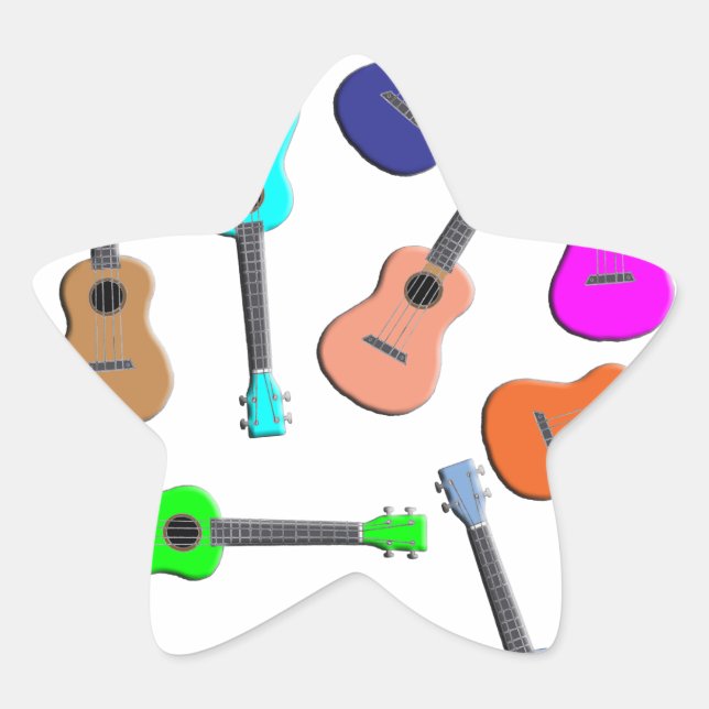 Ukulele Rainbow Star Sticker (Front)