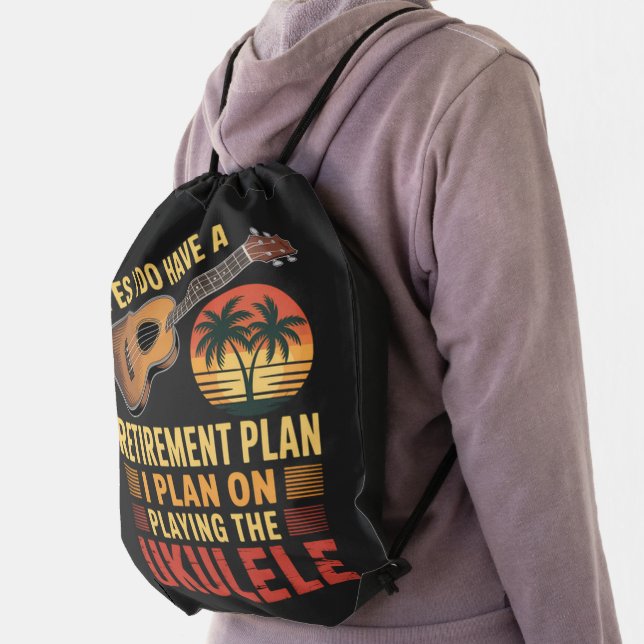 Ukulele Retirement Plan Funny Drawstring Bag (Insitu)