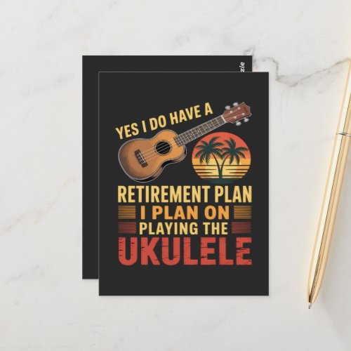 Ukulele Retirement Plan Funny Postcard