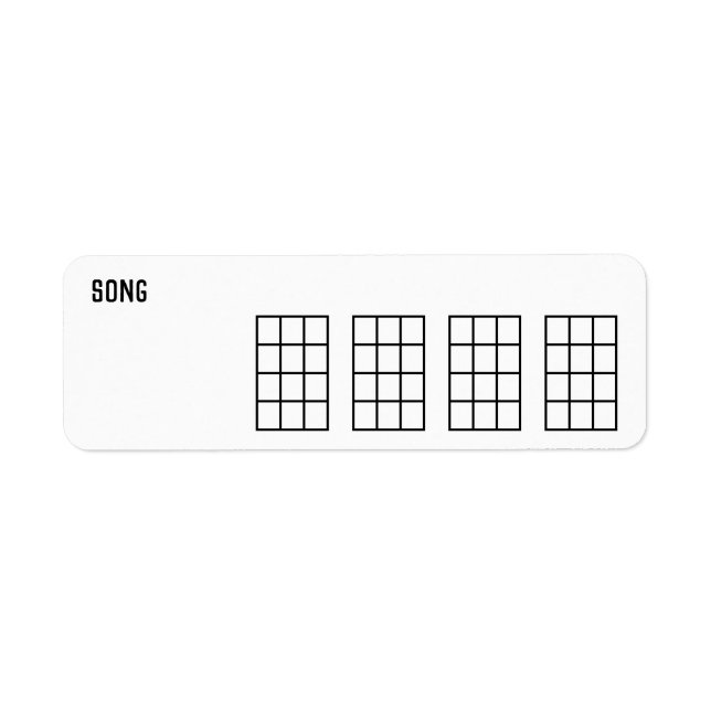 Ukulele Song Chord Chart 4 Frets Black Template Label (Front)