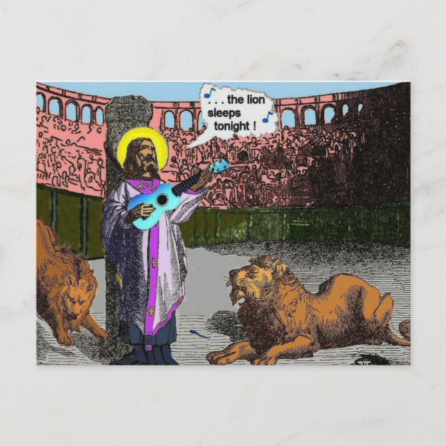 Ukulele spoof: Lions den Postcard (Front)
