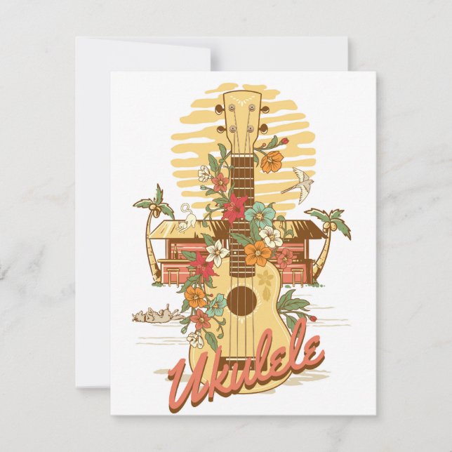 Ukulele - Summer Memories of Hawaii Holiday Card (Front)