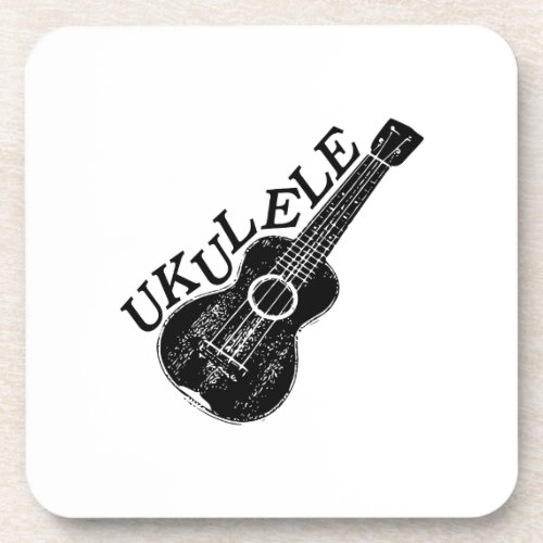 Ukulele Text And Image Beverage Coaster