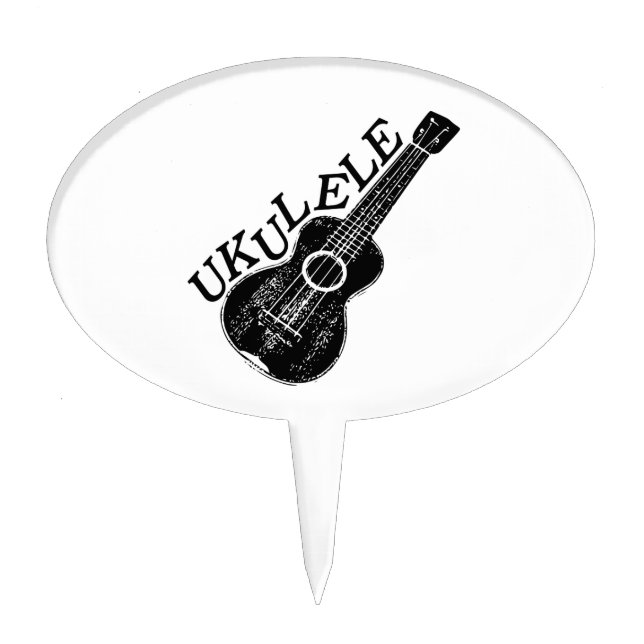 Ukulele Text And Image Cake Topper (Front)