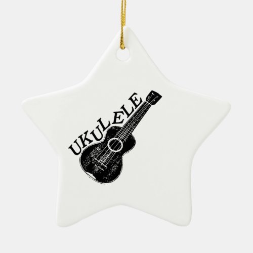 Ukulele Text And Image Ceramic Ornament