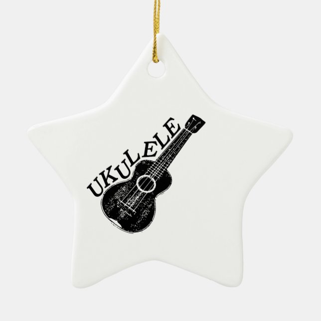Ukulele Text And Image Ceramic Ornament (Front)