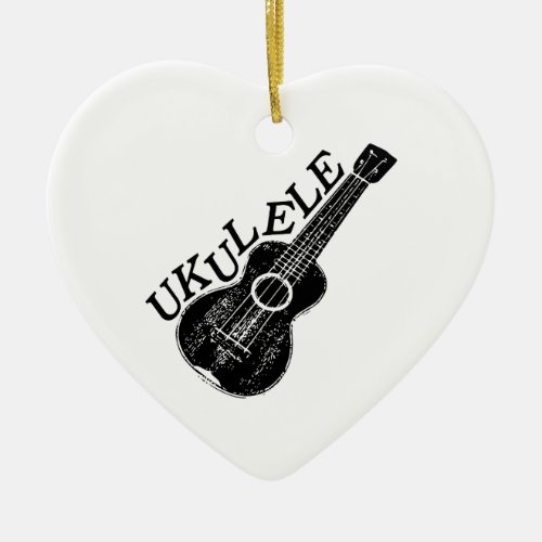 Ukulele Text And Image Ceramic Ornament