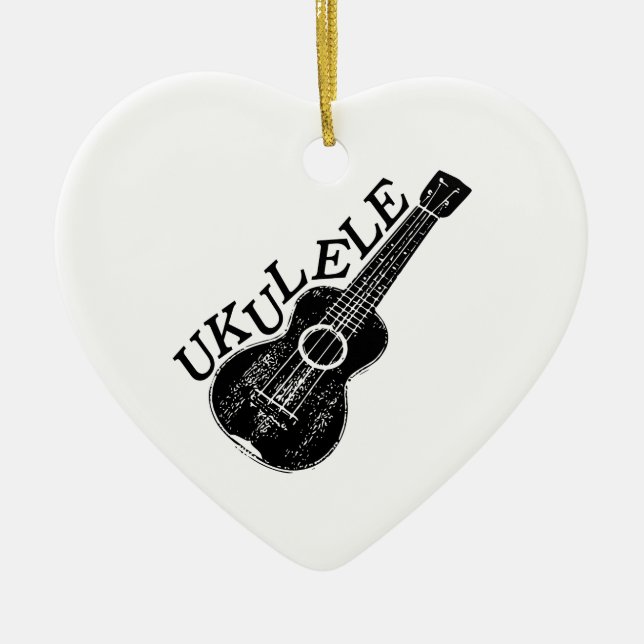 Ukulele Text And Image Ceramic Ornament (Front)