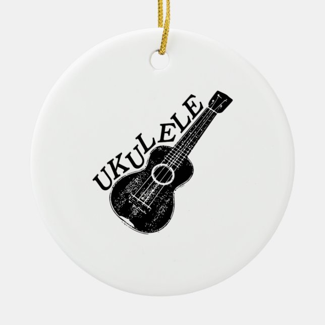 Ukulele Text And Image Ceramic Ornament (Front)