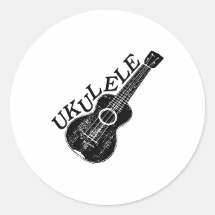 Ukulele Text And Image Classic Round Sticker