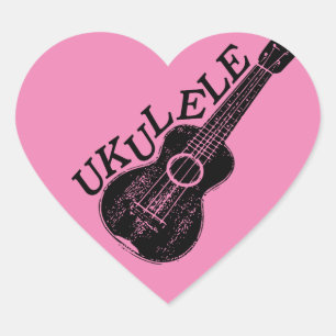 Ukulele Text And Image Heart Sticker