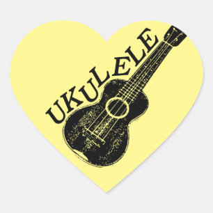 Ukulele Text And Image Heart Sticker