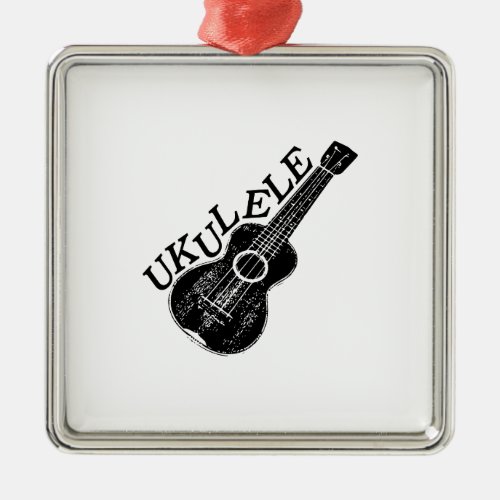 Ukulele Text And Image Metal Ornament