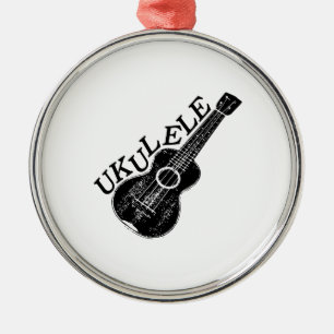 Ukulele Text And Image Metal Ornament