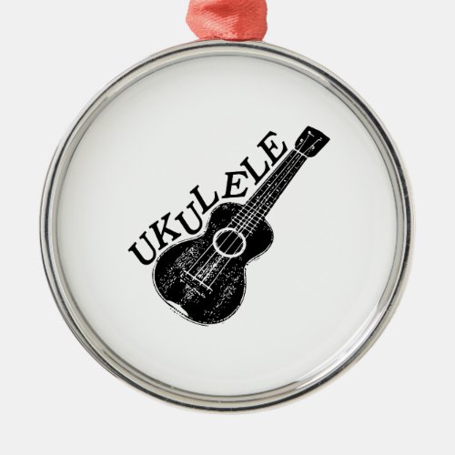 Ukulele Text And Image Metal Ornament