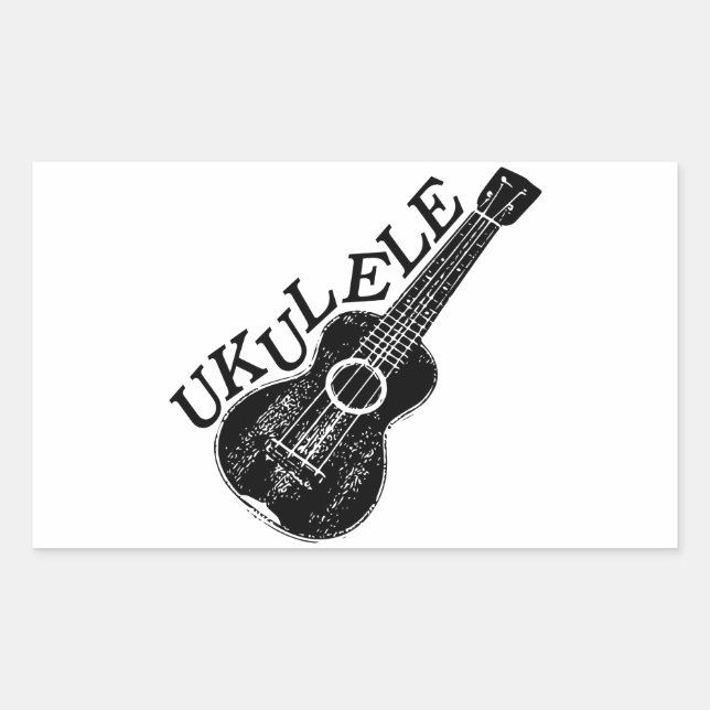 Ukulele Text And Image Rectangular Sticker (Front)