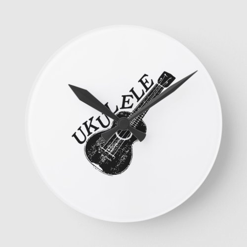 Ukulele Text And Image Round Clock