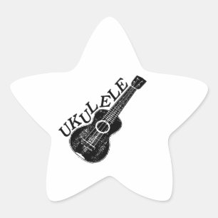 Ukulele Text And Image Star Sticker