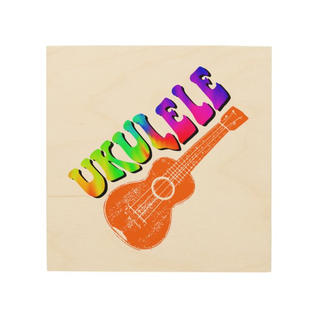 Ukulele Tie Dye Groovy Text Art (Front)