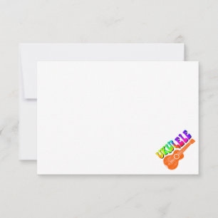 Ukulele Tie Dye Groovy Text Art Blank Note Card