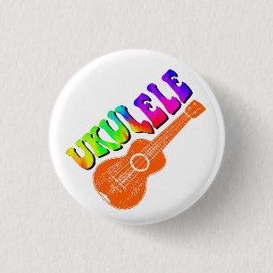 Ukulele Tie Dye Groovy Text Art Button