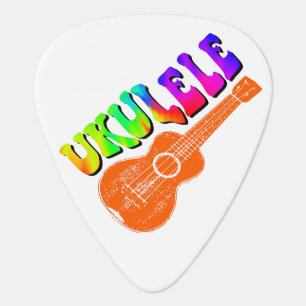 Ukulele Tie Dye Groovy Text Art Guitar Pick