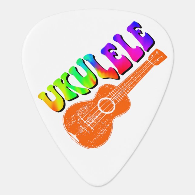 Ukulele Tie Dye Groovy Text Art Guitar Pick (Front)