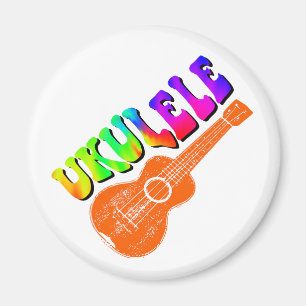 Ukulele Tie Dye Groovy Text Art Magnet