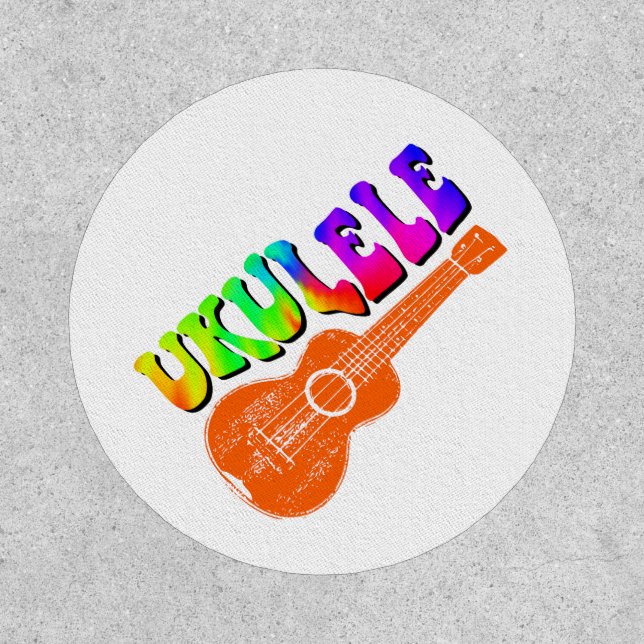 Ukulele Tie Dye Groovy Text Art Patch (Front)