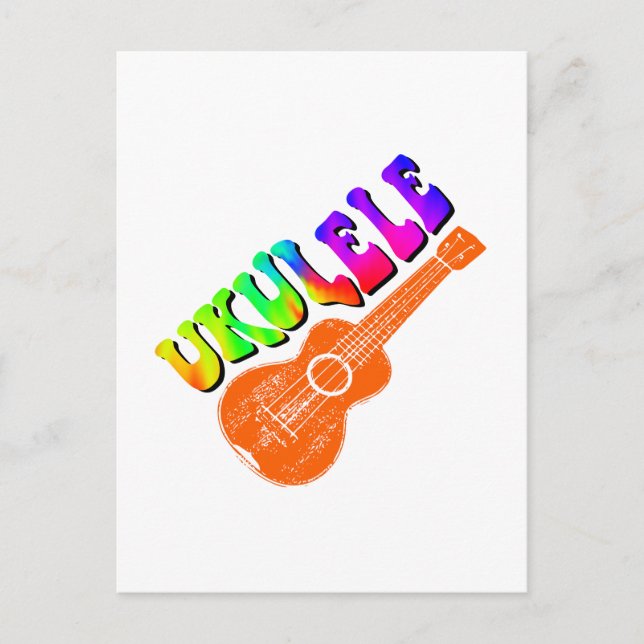 Ukulele Tie Dye Groovy Text Art Postcard (Front)