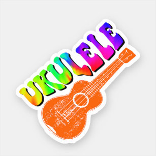 Ukulele Tie Dye Groovy Text Art Sticker