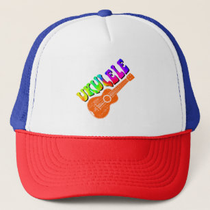 Ukulele Tie Dye Groovy Text Art Trucker Hat
