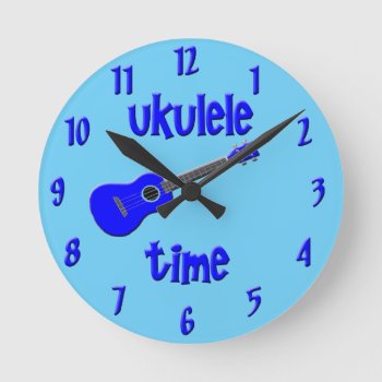 Ukulele Time Round Clock by funshoppe at Zazzle