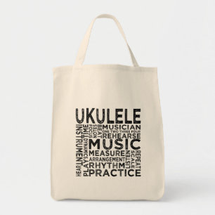 Ukulele Typography Tote Bag