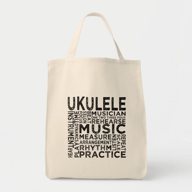 Ukulele Typography Tote Bag (Front)
