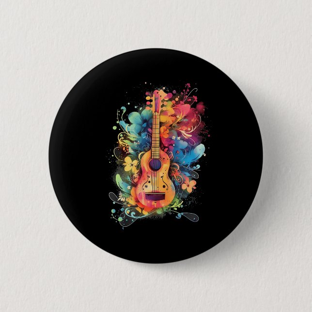 Ukulele Uke Player Guitarist Ukelele Guitar Button (Front)