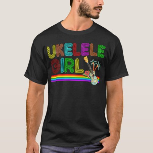 Ukulele Ukulele Girl Retro 70s T_Shirt