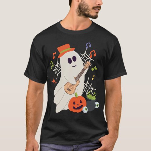 Ukulele Ukulele Halloween Halloween Ghost T_Shirt