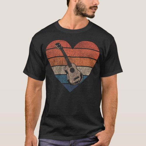 Ukulele Ukulele Heart Heart Retro T_Shirt