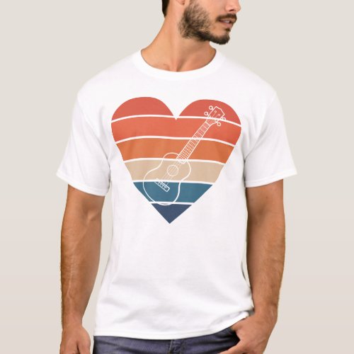 Ukulele Ukulele Heart Heart Retro Vintage T_Shirt